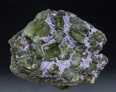 Fluorite with Fluorapatite, Arsenopyrite and Muscovite.