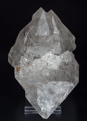 Doubly terminated Quartz with hydrocarbon inclusions and Baryte. Rear