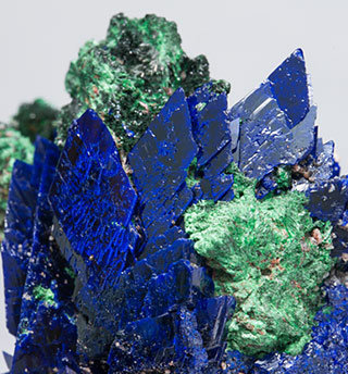 Azurite with Malachite and Baryte. 