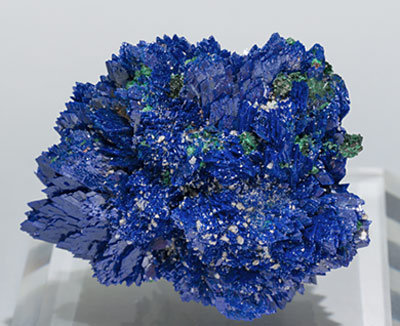 Azurite with Malachite and Baryte. Rear