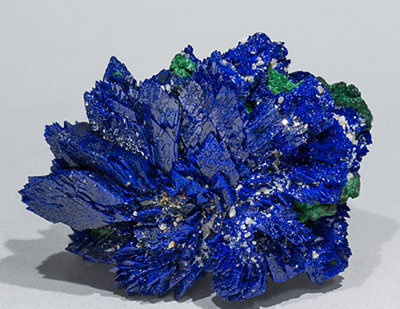 Azurite with Malachite and Baryte. Side