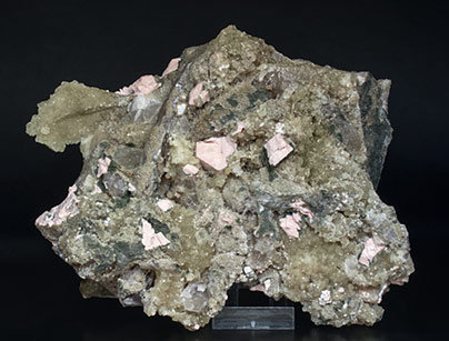 Clinozoisite-Epidote with Prehnite, Microcline and Quartz.