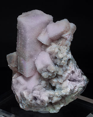 Rhodochrosite with Quartz and Pyrite. neon light (day light)