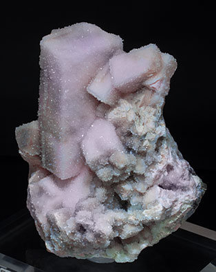 Rhodochrosite with Quartz and Pyrite. bulb light