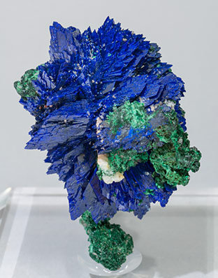 Azurite with Malachite and Baryte. Front