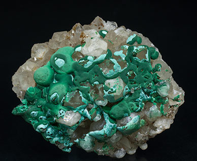 Malachite with Quartz. 