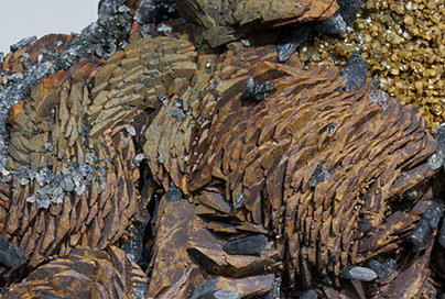 Dolomite with Siderite and Gypsum with inclusions of Boulangerite. 