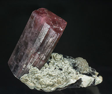 Tourmaline with Quartz (variety smoky), 'lepidolite' and Feldspar. Rear