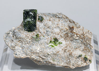 Mn-rich Andalusite (variety viridine) with Quartz and Mica.