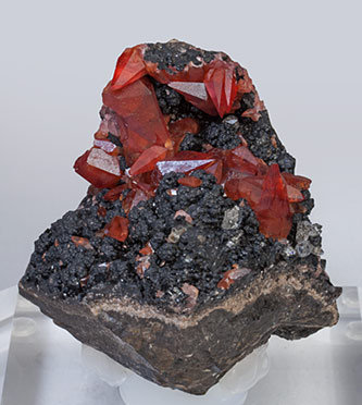 Rhodochrosite with manganese oxides. 