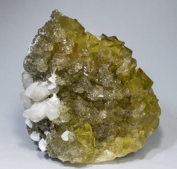 Fluorite with Calcite, Dolomite and Pyrite.