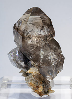 Quartz (variety smoky) with Calcite. 