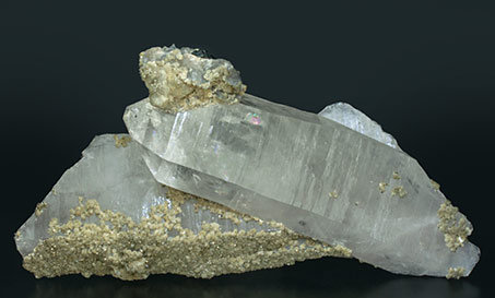 Quartz with Siderite, Pyrite, Ferberite and Fluorapatite. 