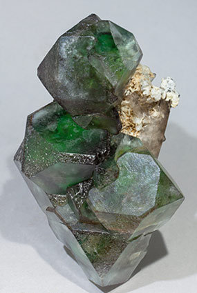 Fluorite with Quartz (variety smoky). Side