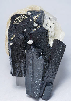 Ilvaite with Calcite and Pyrite.