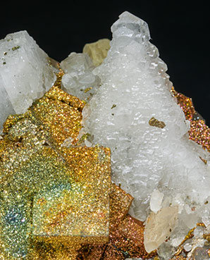 Pyrite with Fluorite and Calcite. 
