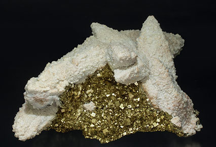 Dolomite after Calcite and with Pyrite. Front