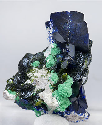 Volborthite with Azurite and Malachite. Rear