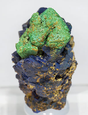 Malachite after Cuprite with Azurite.