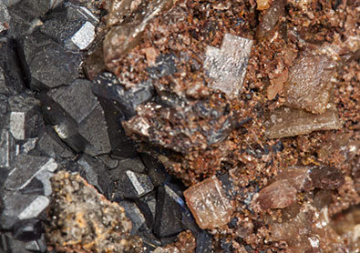 Cuprite with Wulfenite and Dolomite. 