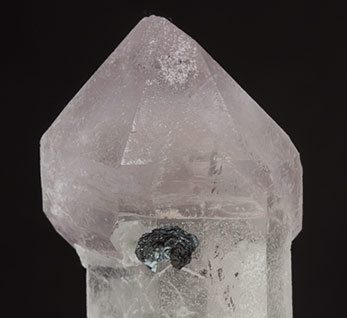 Quartz (variety scepter) with Hematite (variety iron rose). 