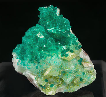 Wulfenite with Dioptase and Calcite. Front