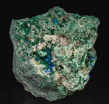 Caledonite with Chlorargyrite (variety embolite) and Linarite.