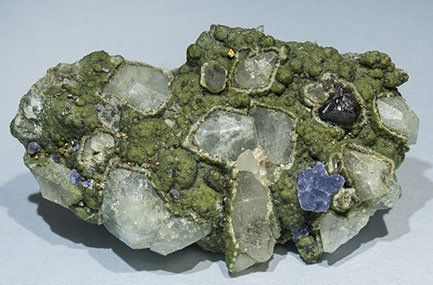 Topaz with Pyrite, Cassiterite, Fluorite, Muscovite and Chlorite.