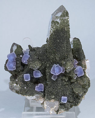 Fluorite with Quartz, Muscovite and Chlorite.
