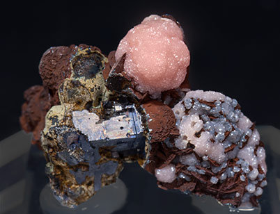 Rhodochrosite with Pyrrhotite and Galena. 