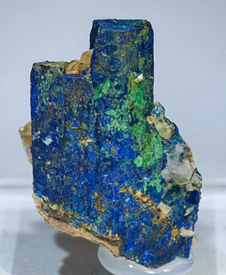 Chalcostibite with Azurite and Malachite. Front