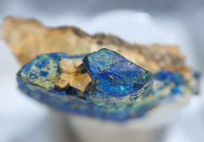 Chalcostibite with Azurite and Malachite. Top