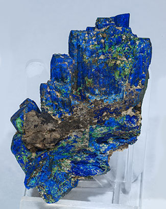 Chalcostibite with Azurite and Malachite. Rear