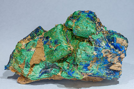 Chalcostibite with Azurite and Malachite.