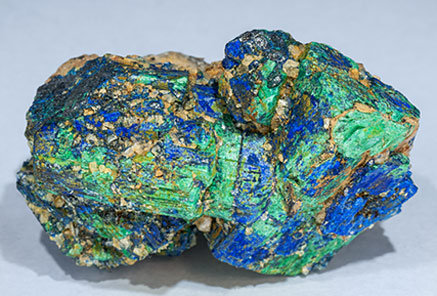 Chalcostibite with Azurite and Malachite. Top