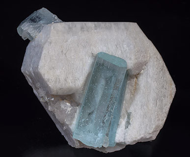 Beryl (variety aquamarine) with Orthoclase.