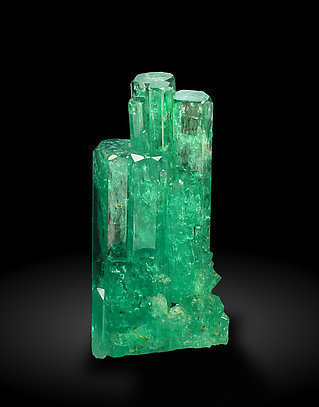 Beryl (variety emerald) with Quartz. Front
