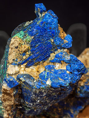 Chalcostibite with Azurite and Malachite. Top