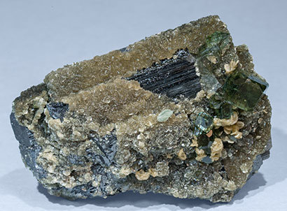 Fluorapatite with Ferberite, Siderite and Muscovite. Front