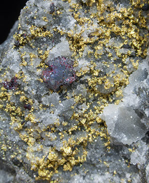 Gold with Cinnabar and Quartz. 