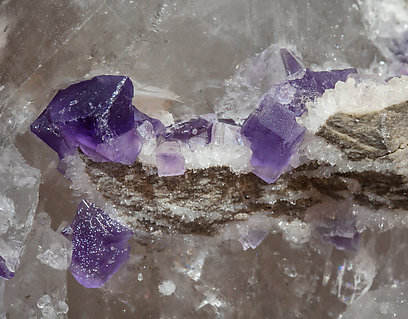 Quartz with inclusions and Fluorite. 
