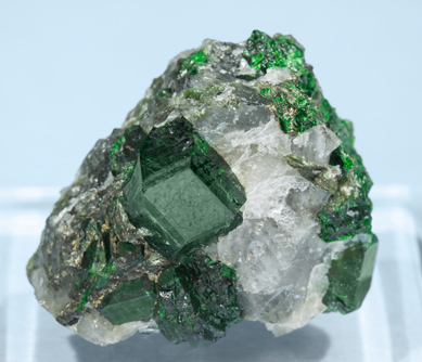 Uvarovite with Quartz.