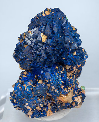 Azurite with Malachite after Cuprite. Front