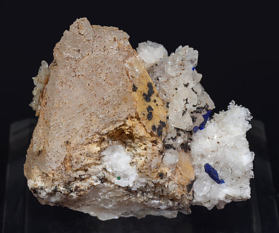 Azurite with Calcite and Quartz.