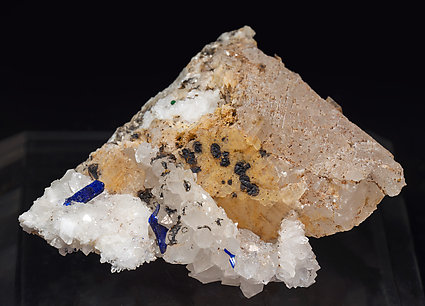 Azurite with Calcite and Quartz. 