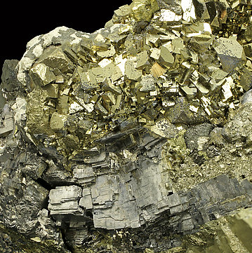 Galena after Pyrrhotite with Pyrite and Sphalerite. 