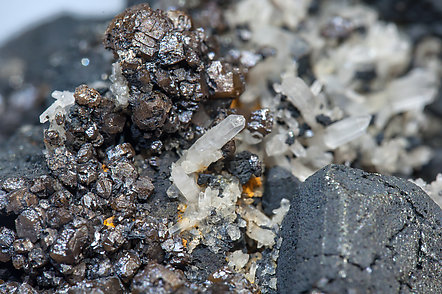 Tennantite with Wulfenite and Quartz. 