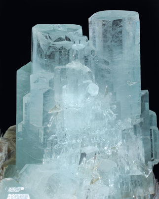 Beryl (variety aquamarine) with Muscovite. Close-up