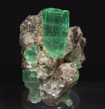 Beryl (variety emerald) with Calcite. Front