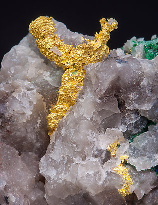 Gold with Malachite, Chrysocolla and Quartz. 